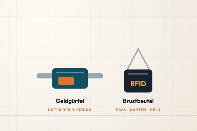 Infografik: Geldgürtel und Brustbeutel mit RFID-Schutz