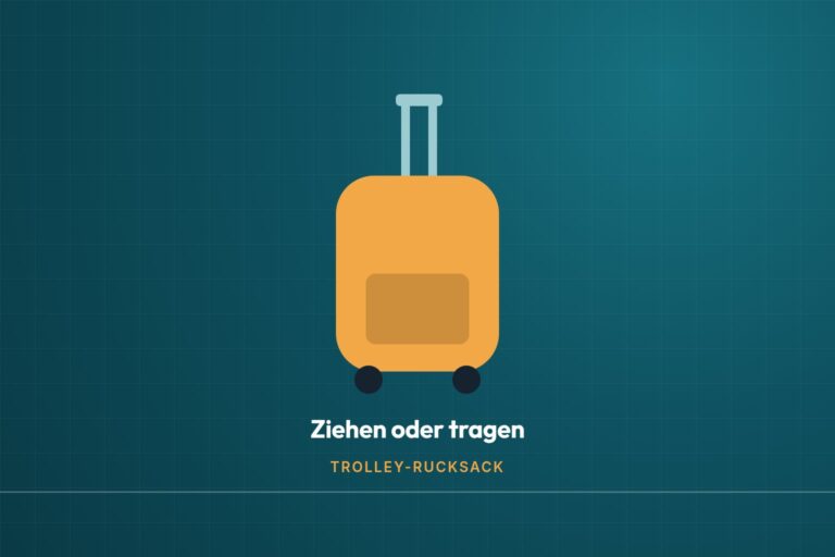 Infografik: Rucksack mit Rollen und ausziehbarem Teleskopgriff