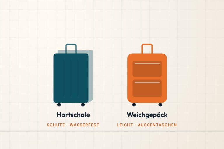 Infografik: Hartschalenkoffer und Weichgepäck im Vergleich